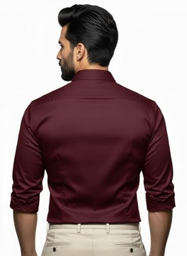 Image of Men's Solid Satin Full Sleeve Soft Finish Regular Fit Shirt for Casual Wear
