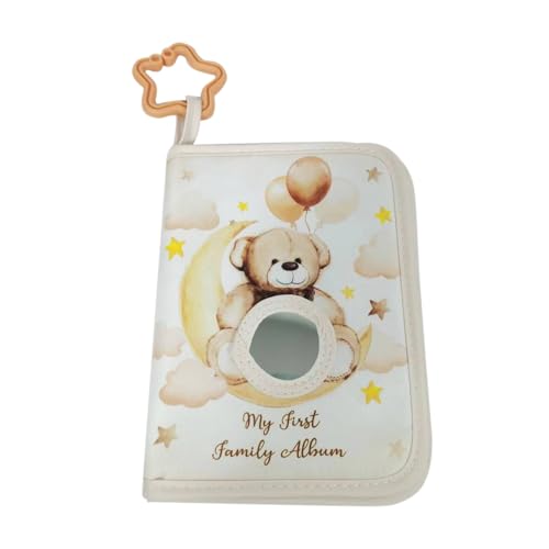 Libro de fotos para niños | Álbum de tela de diseño de oso suave | Puerta de imagen portátil con gancho de estrella | Lindo 4x6 Memory Organizer | Mi primer álbum de fotos para cul