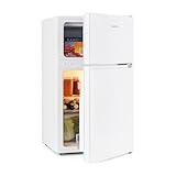 Klarstein Big Daddy Cool – Combinación Nevera-Congelador, Neveras silenciosas de 87L de capacidad, Eficiencia energética clase E, Frigorífico de 61L, Congelador de 26L, Blanco