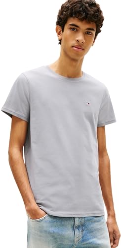 Tommy Jeans Men’s T-Shirt Short Sleeve Original Slim Fit, Grey (Gravel Grey), XXXL