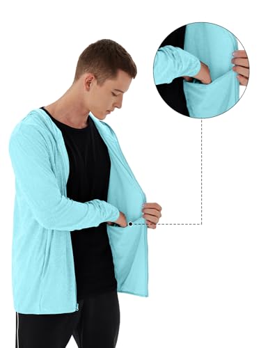 Image of Mens UPF 50+ UV Full Zip Sun Protection Hoodie Jacket With Thumb holes Cooling Lightweight Fishing Hiking Cooling Shirts men