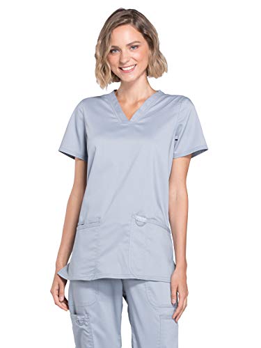 Workwear Revolution Women Scrubs Top V-Neck WW620, XS, Grey