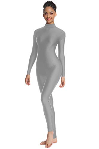 Image of Adult High Neck Long Sleeve Dance Unitard for Women Bodysuits Full Body Leotard Spandex Catsuit