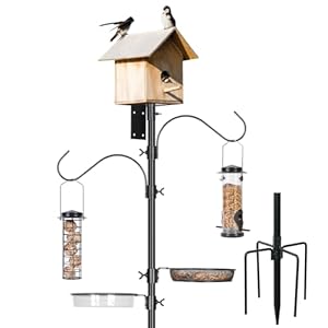 MIXXIDEA Vogelhaus Ständer 203cm Ständer für Vogelhaus Höhenverstellbar Vogelfutterstange Universalständer Set Mit 5 Zinken-Sockel für Garten, Außen, Wiese (Das Vogelhaus Ist Nicht Inbegriffen)