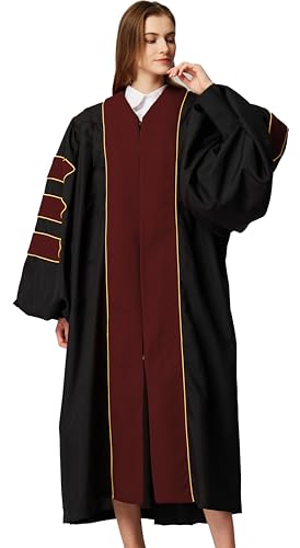 Image of MyGradDay Unisex Deluxe Graduation Doctorate Robe with Gold Piping Available for Customization