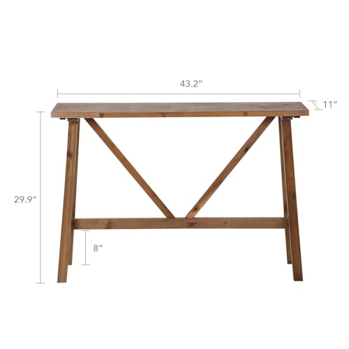 Wnutrees 43\" Farmhouse Solid Wood Console Tables, Rustic Hallway Table, Solid Firwood Sofa Table for Entryway, Living Room, Easy Assembly, Natural