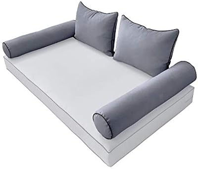 PROLINEMAX |Cover ONLY| Outdoor Style 4 Crib Contrast Trim Bolster Back Pillow Cover AD001