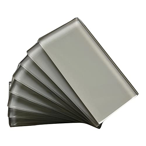 3x6 Cool Gray Color Wave Glass Tile - CW04 Silver