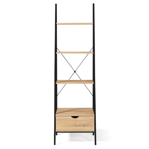 IDMarket - Etagère échelle 4 Niveaux avec tiroir Detroit Design Industriel