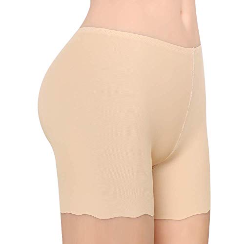 جلامروت سروال داخلي قصير بدون خياطة من الحرير الثلجي للنساء/الفتيات/شورت ركوب الدراجات/شورت تحت التنورة، مقاس واحد (اسود/ابيض/بيج)