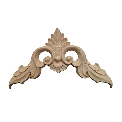 Gazechimp 4Pcs Wood Applique Corner Onlay Ornaments Flower Pattern Unpainted Woodcarving Wooden Carved Corner For Chair Mirror Cabinet Door Decoration, 8Cmx8Cmx0.8Cm #TOP2