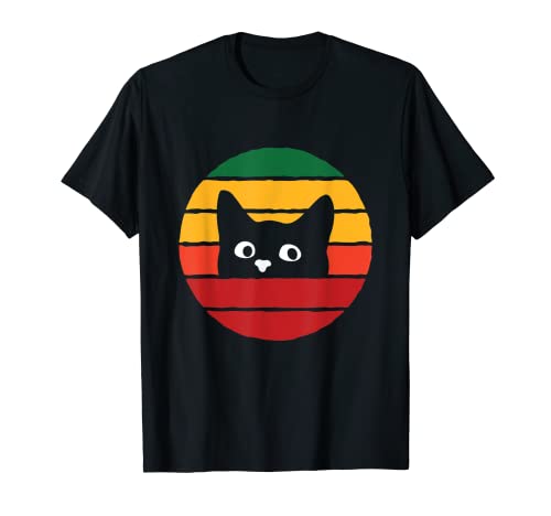 Peeking Cat Navidad Pijama Retro X-mas Gatito Gatito Camiseta