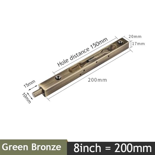 Verrou de porte caché 8 pouces en acier inoxydable bronze vert