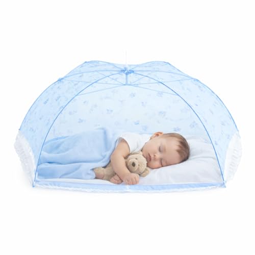 Image of Divayanshi Umbrella Mosquito Net for Infants (0-2 Years) | Foldable Baby Bed Net Tent | Fine Mesh Protection from Mosquitoes & Insects | Portable, Lightweight, Washable Net for Cradle & Baby Bed- BLUE