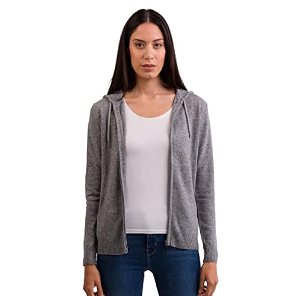 CASH-MERE.CH 100% kasjmier dames hoodie | hoodie met ritssluiting