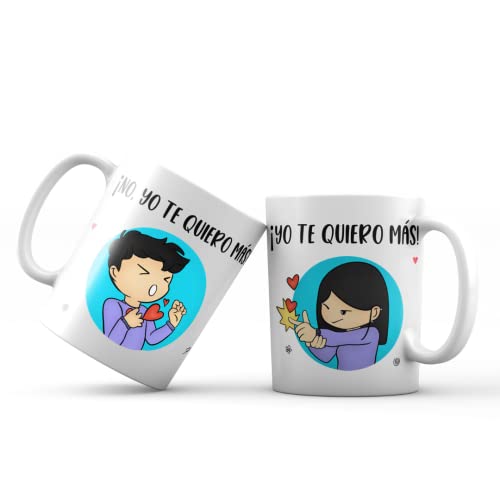 Wondernastic Tazas a duo yo te quiero más / Taza desayuno con frase original y divertida para compartir con tu pareja (A) Cover
