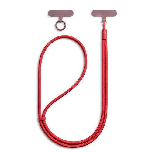 MORSUNBELA Cordon telephone portable, chaîne de téléphone portable, tour de cou telephone, cordon tour de cou, dragonne téléphone universel, Compatibles phones, clé, rouge