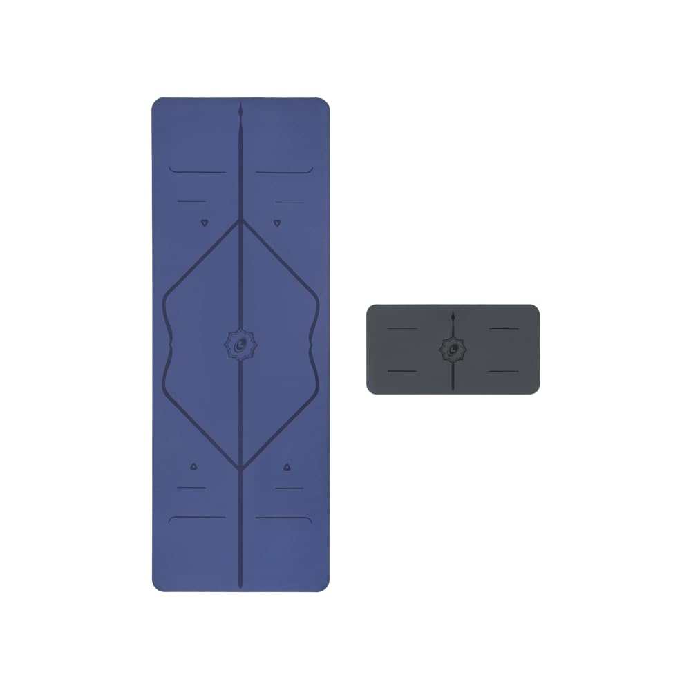 LIFORME Original Yoga Mat Yoga Pad Bundle Pack Patented Alignment System Eco-Friendly Non-Slip Warrior-Grip Made with Natural Rubber