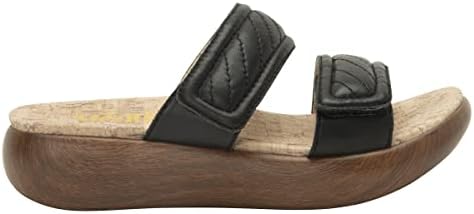Alegria Womens Brayah Black Leather Double Strap Slide Sandal 9 M US | Image 1