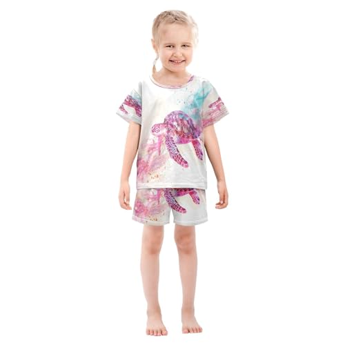 senya Short Sleeve Pajamas Sets Summer Cotton Sleepwear Marine Turtle Jellyfish Innovative Page Design Soft Dr3
