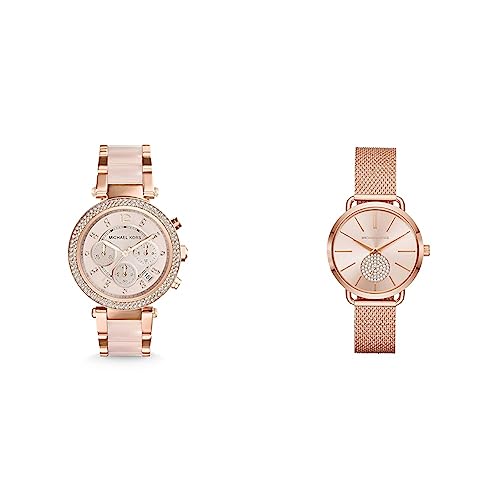 Montre Michael Kors Portia or rose : le cadeau idéal avec son mouvement deux aiguilles femme