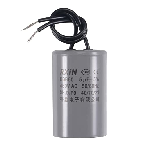 Tool parts CBB60 Run Capacitor 5uF 450V AC 2 Wires 54x34mm for Compressor Pump Motor