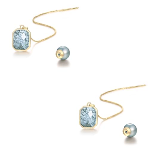 14K Gold Chain Dangle Earrings, Tassel and Drop Design, Natural Stone, Travel and Formal Wear2