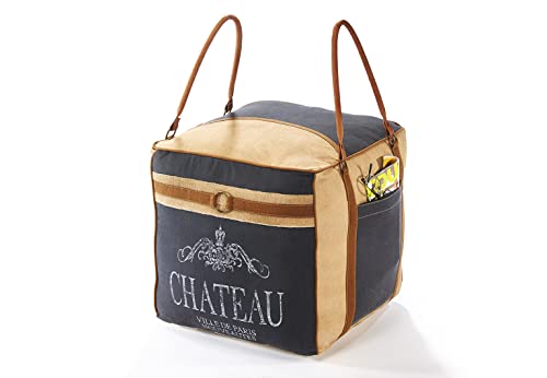 Kobolo Sitzpouf eckig Pouf Sitzwüfel Hocker - Chateau - aus Canvas - mit Applikationen
