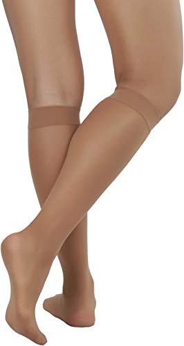 Image of ToBeInStyle Women Pack of 6 Sheer Knee-High Trouser Socks Reinforces Toes