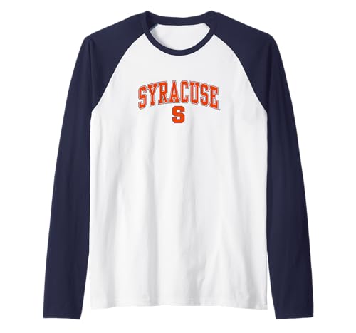 Elite Authentics Syracuse Orange Arch Over Logo Raglan Baseball Tee - Men's Blue Small Classic Fit V-Neck T-Shirt