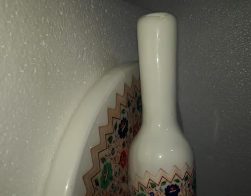 Home Arts Premium Natural Marble Chakla Roti Maker Rolling Board with Wooden Belan | No Dyes or Polish - Natural Finish | Chopping Board Home House Ghar Kitchen Rasoi Gift Decor (7.)