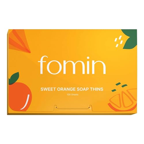 Image of FOMIN - Paper Soap Sheets for Hand Washing - (100 Sheets) Orange Portable Travel Soap Sheets, Dissolvable Camping Mini Soap, Portable Hand Soap sheet