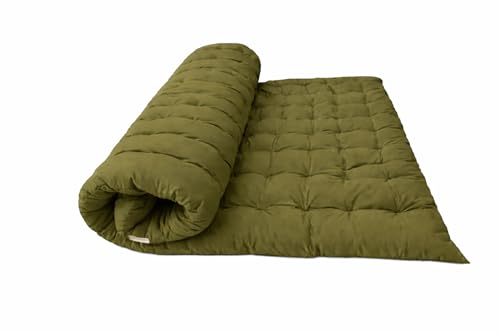 Image of ATOOTFUSION Soft Cotton Quilt | Foldable Light Weight Filled Single Firm Cotton Quilt Mattress| Gadda (Solid Coloured, Sleeping Capacity, 6 x 6 ft or 72 x 72 Inches) Double Bed (Mehndi Green)