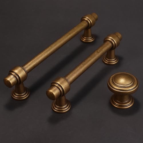 Tiradores de latón antiguo de 96mm con acabado bronce dorado envejecido para muebles, 20 uds 7