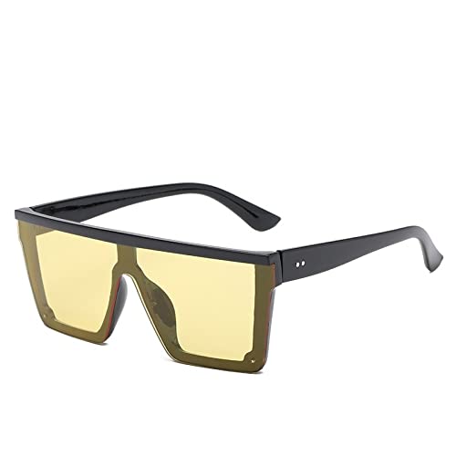Lunettes de soleil carrées surdimensionnées vintage noir et jaune