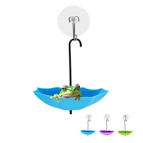 MHLLGN 3 Pack Plastic Umbrella Decorations with Suction Cups, Frog Habitat Platform, Reptile Decorations for Terrarium, Frog Tank Accessories, Terrarium Decor for Tree Frog, African Dwarf Frog, Toad