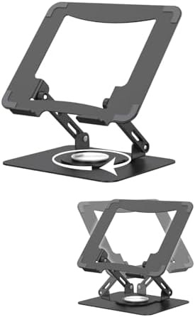 （01:30時点） 【360°回転×放熱仕様】ノートパソコンスタンド 折りたたみ [肩コリや猫背対策に]パソコンスタンド 高さ角度調整可能 pcスタンド 滑り止め付きノートpcスタンド タブレット対応 パソコン 台 (ブラック)