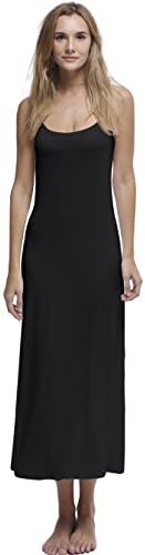 Papicutew Women's Long Full Cami Slip Dress Sleeveless Nightgowns (Black, XX-Large)