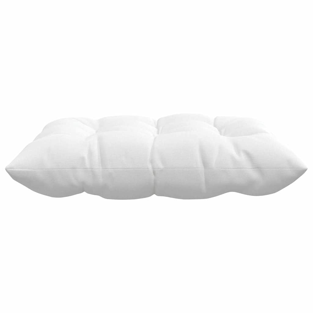 Poduszki na siedzenie 4 sztuki biała 40 x 40 x 6 cm tkanina | Zdejmowane pokrowce, można prać w pralce, paski mocujące, wypełnienie z włókna poliestrowego
