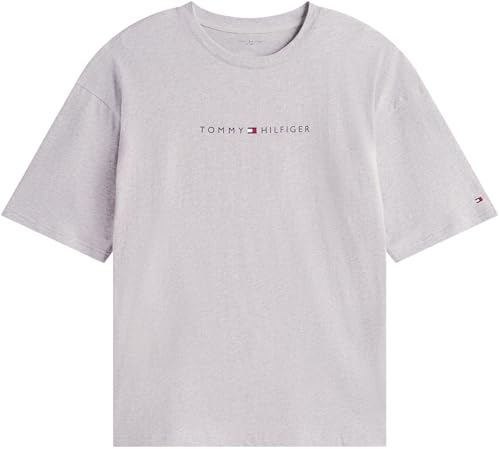 Tommy Hilfiger Camiseta de Manga Corta Hombre Logo con Cuello Redondo, Gris (Light Grey Heather), M