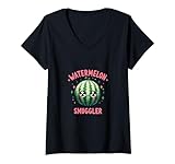 Womens Cute Watermelon Smuggler Celebrate Sweet Side Pregnancy V-Neck T-Shirt