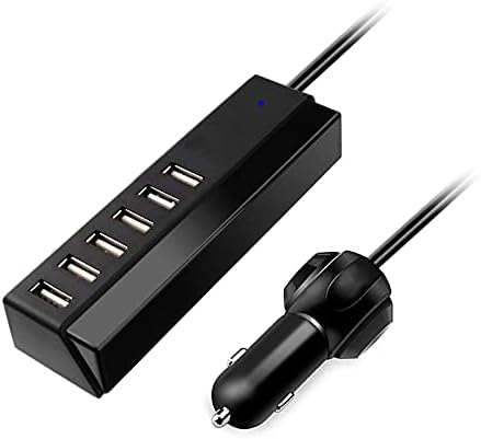 USB Car Charger, 6-Port Fast 65W Car Charger Cigarette Lighter Adapter DC with Smart Identification Compatible with iPhone, Android, Tablet and Other USB Devices