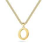 Mens Necklace - Gold Letter O Initial Necklace for Men Boys Letter Pendant Cuban Link Chain Initial Necklaces Collar Cadenas Para Hombres Fathers Birthday Gifts for Men Son Dad Husband Boyfriend