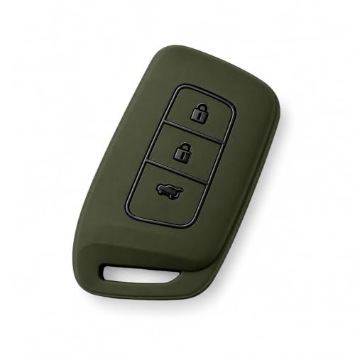 Image of JVCV Soft TPU Key Cover Compatible with New MG Hector, Hector Plus, Windsor and Windsor Pro EV Smart Key | Scratch-Resistant Protective Case (Matte Green)