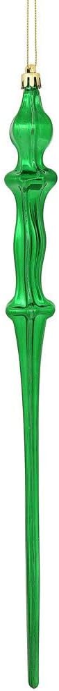 Vickerman 477663-15.7" Green Shiny Icicle Christmas Tree Ornament (3 pack) (N175304D)