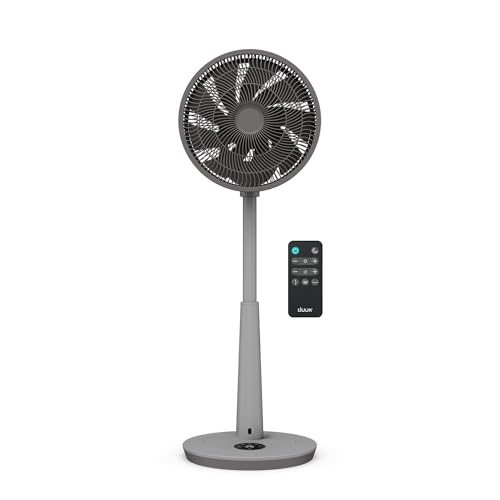 Duux Whisper 3 Standing Fan with Remote Control, 26 Cooling Speeds, Height Adjustable, Multi-direction Oscilation, Quiet Fan with Night Mode and Timer, Grey