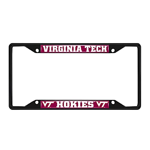 Cadre de plaque d'immatriculation Virginia Tech Hokies anti-vibration en métal noir