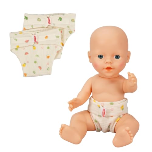 Heless 6201 - Couche en Mousseline pour poupée « Freche Früchtchen », 100% Coton Bio, pour Peluches et poupées de 28 à 35 cm