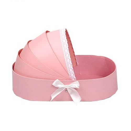 Oasis Paper Gift Box Baby Cradle Empty, Decorative, Reusable, Multipurpose New Born, Baby Shower, Baby Naming Ceremony, Return Gifts Hamper Packaging (Set of 1) Pink