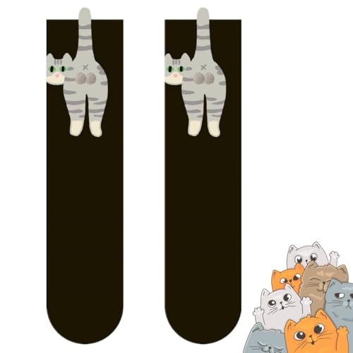 Funny Cute Cat Socks with Balls, 2025 New Cute Cotton Cat Ball Crew Socks, Personalized Novelty Gifts
